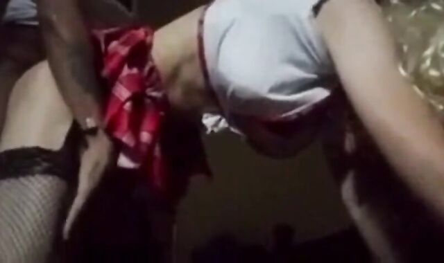 Sissy Schoolgirl Takes BBC Bareback