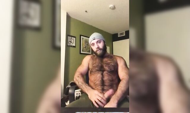 Hairy Lumberjack Masturbates, Showing Off His Cock