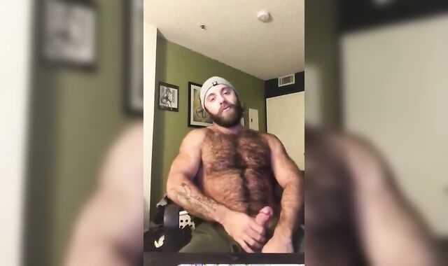 Hairy Lumberjack Masturbates, Showing Off His Cock
