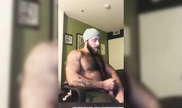 Hairy Lumberjack Masturbates, Showing Off His Cock