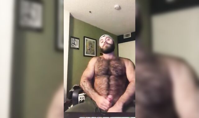 Hairy Lumberjack Masturbates, Showing Off His Cock