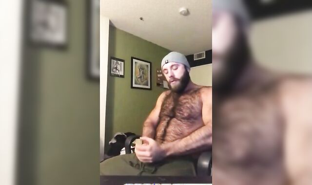 Hairy Lumberjack Masturbates, Showing Off His Cock