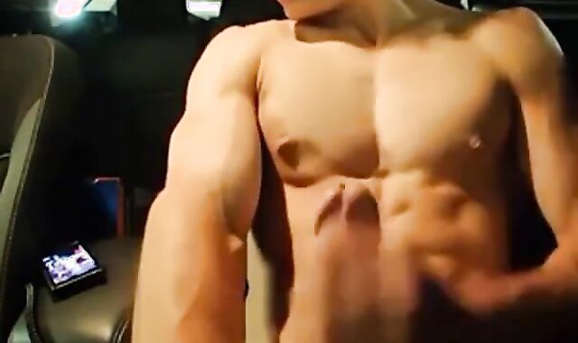 Big-Cocked Man Strokes in Car While Watching Porn 2