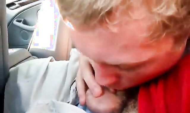 Sucking my buddy's big cock in the car