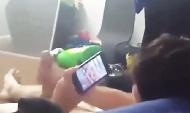 Asian Twink Cums While Watching Porn