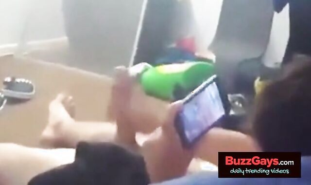 Asian Twink Cums While Watching Porn