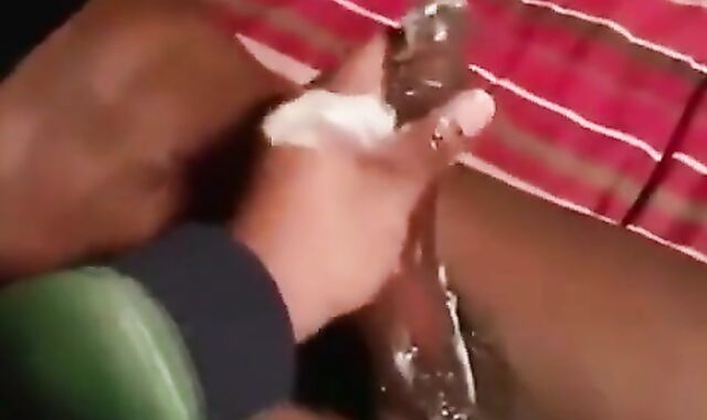 Black Stud Strokes His Massive Cock On Webcam