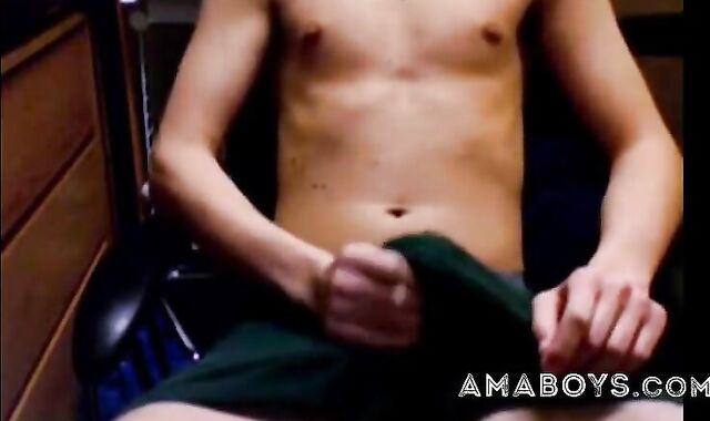 Skinny College Twink Strips and Jerks Off After Finals