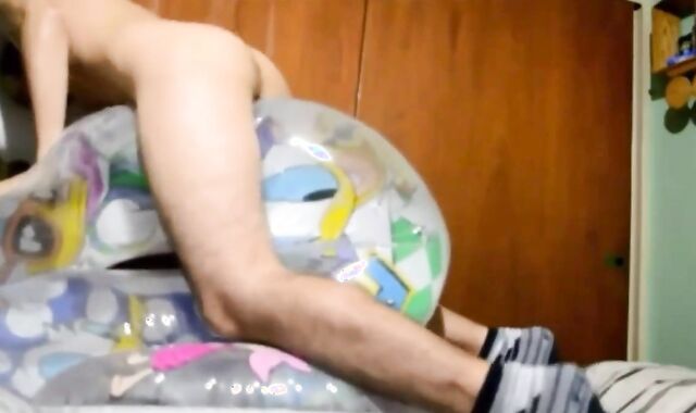 Twink Orgasms Hard Humping His Inflatable Sex Toy 3