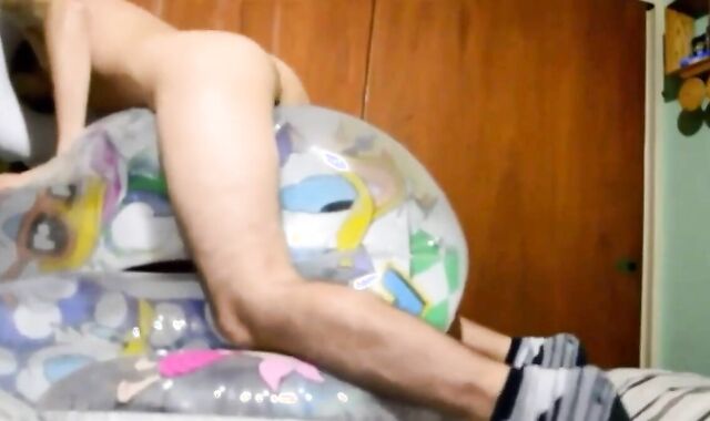 Twink Orgasms Hard Humping His Inflatable Sex Toy 3