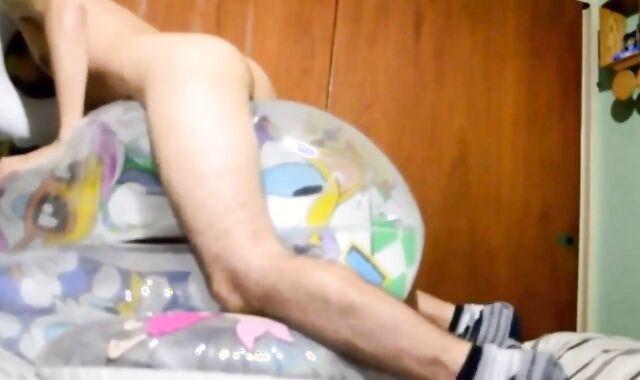 Twink Orgasms Hard Humping His Inflatable Sex Toy 3