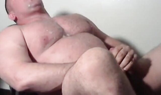 Muscular Vintage Daddy Cums in Mouth