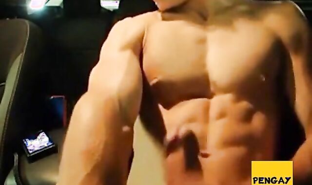 Big-Cocked Man Strokes in Car While Watching Porn 3