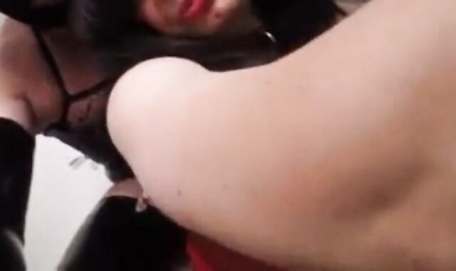 Crossdresser Trav Gives Blowjob and Gets Spanked