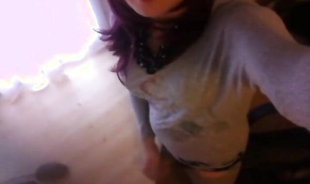 Quick Cum Eating Amateur Crossdresser Session