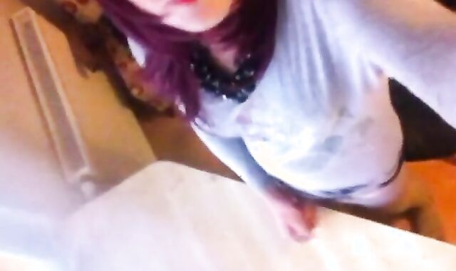 Quick Cum Eating Amateur Crossdresser Session