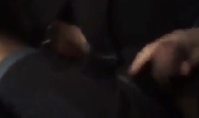 Stranger Handjob on a Public Bus - Big Cock Cums Outdoors