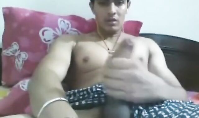 Uncut Indian Hunk Strokes His Big Cock on Webcam 2