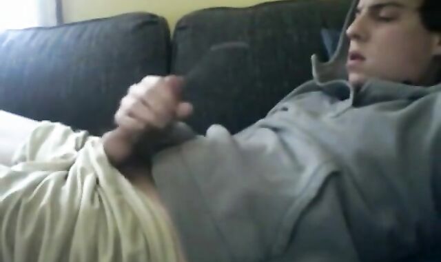 Twink's Webcam Masturbation: Cumming on Face