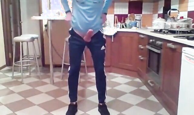 Cumming in my New Kitchen with my Big Cock