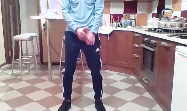 Cumming in my New Kitchen with my Big Cock