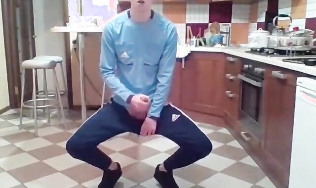 Cumming in my New Kitchen with my Big Cock