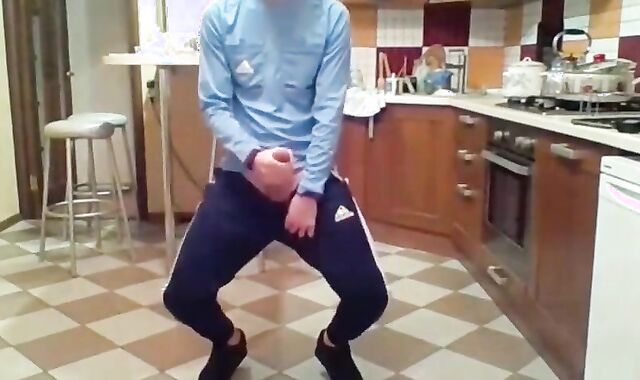 Cumming in my New Kitchen with my Big Cock