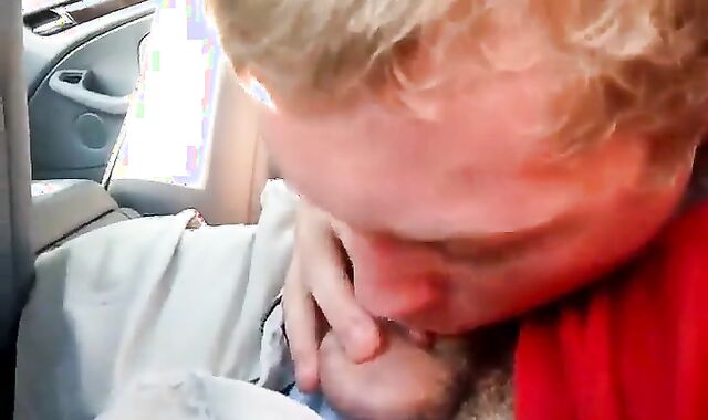 Sucking my buddy's big cock in the car 2
