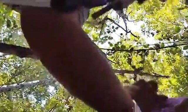 Bearded Daddy Sucks Outdoors