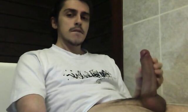 Self-sucking hunk masturbates and tastes his own cum 2