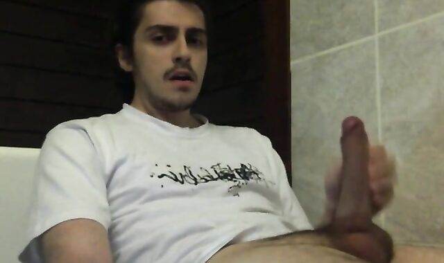 Self-sucking hunk masturbates and tastes his own cum 2