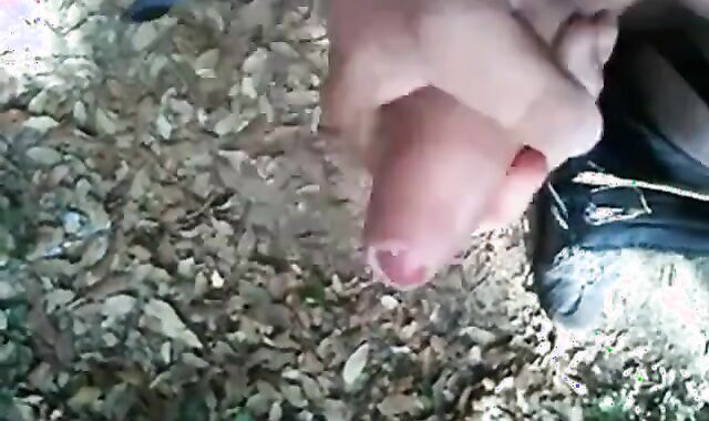 Bearded Man Masturbating Outdoors