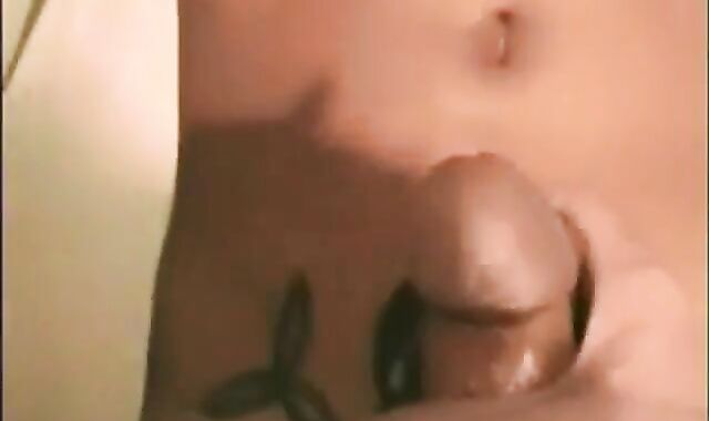 Playing with his big cock and cumming hard all over