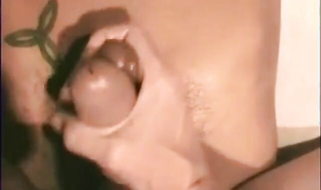 Playing with his big cock and cumming hard all over