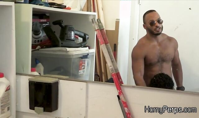 Maintenance room quickie with the security guard