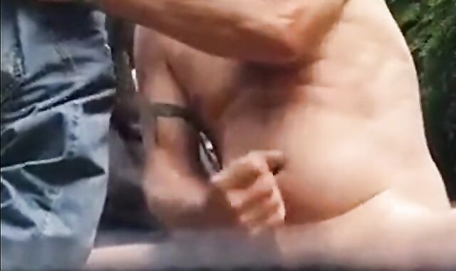 Three Daddies Stroking in the Woods