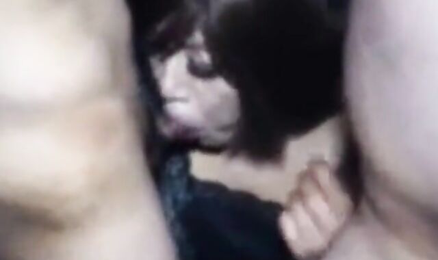 Mature Asian Crossdresser Sucks Two Cocks