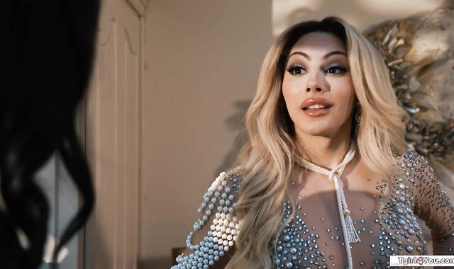 Busty tgirl fairy pops out of a diamond