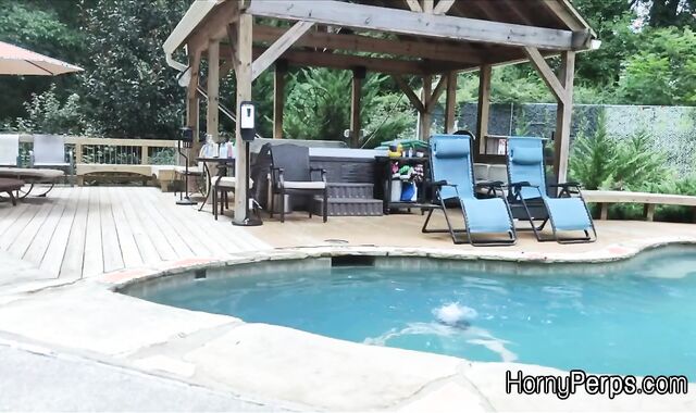 Barebacked for sneaking into the pool by security