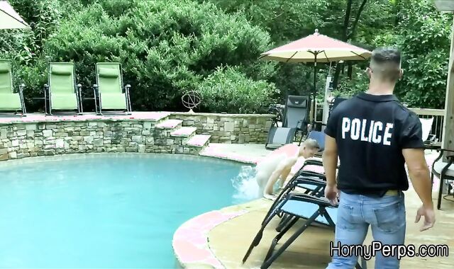 Barebacked for sneaking into the pool by security