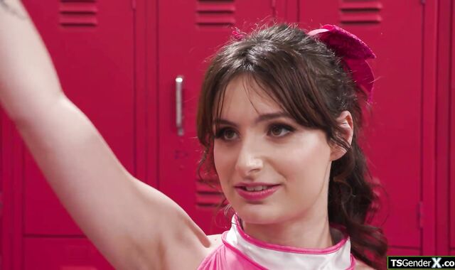 Cheerleader tgirl caught getting sucked