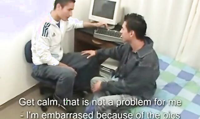 youngster assist To Update Pc Whit acquaintance fellate plow Wank And jizz