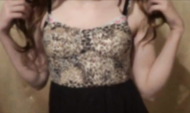 Twink Crossdresser Strips in Dress and Panties