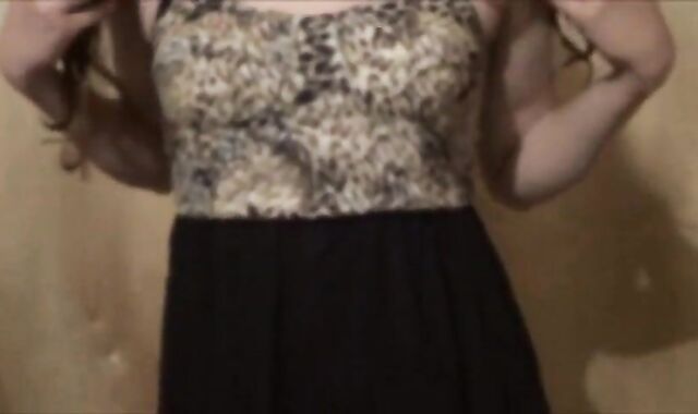 Twink Crossdresser Strips in Dress and Panties