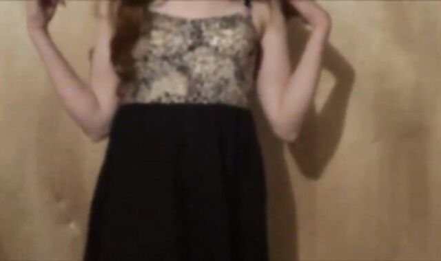 Twink Crossdresser Strips in Dress and Panties