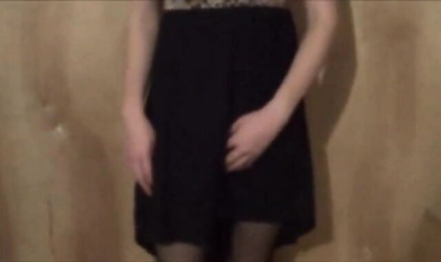 Twink Crossdresser Strips in Dress and Panties