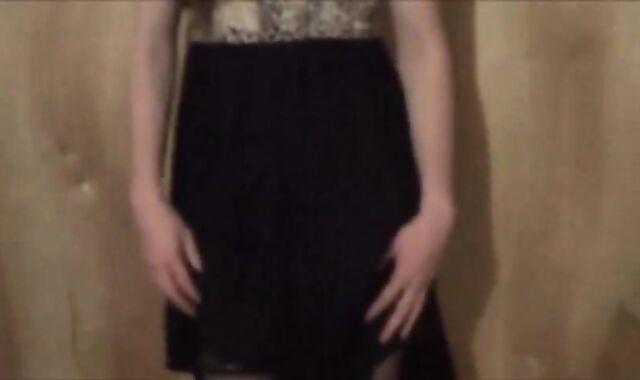 Twink Crossdresser Strips in Dress and Panties