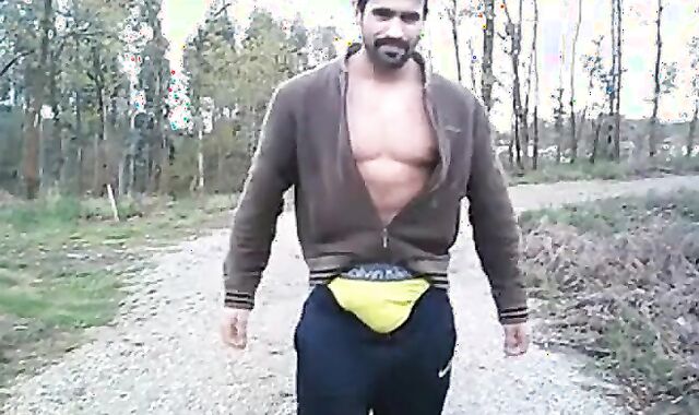 Portuguese Bear Strips and Shows His Big Cock