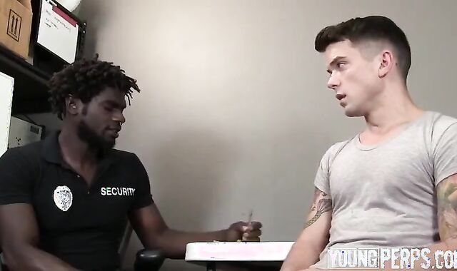 Milky nubile Shoplifter Barefucked By dark-hued Guard