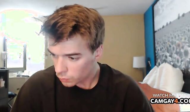 Light-haired dude Strokes Off On webcam